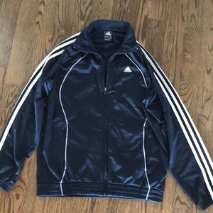Adidas track jacket zip front navy blue size M